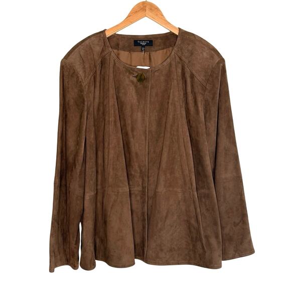 NWT TALBOTS WOMAN Brown leather top button suede coat jacket PLUS SIZE 24 - Picture 7 of 7